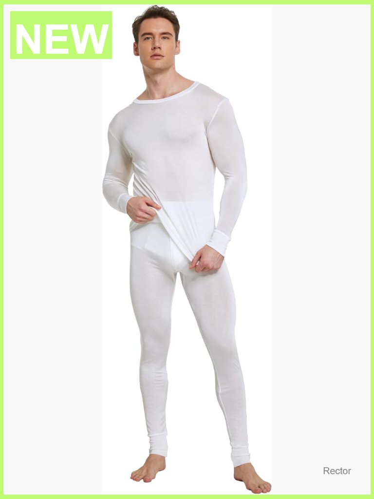 Men's Silk Thermal Underwear Set - Long Sleeve Crew Neck